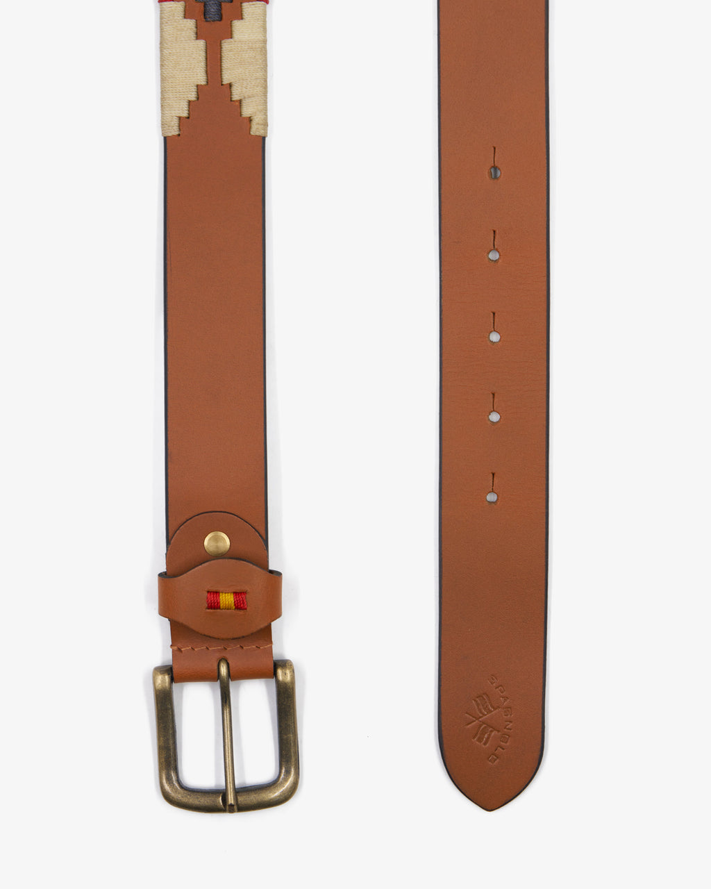 CINTURON ROMBOS HILO ROJO HOMBRE BEIGE